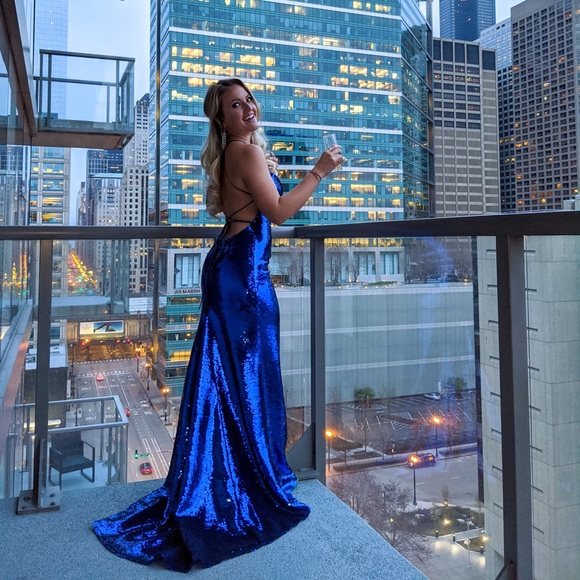 blue sequin mermaid dress